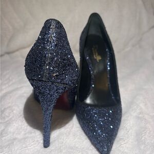 Deimille Glitter Pointed-Toe Stiletto Pumps - Navy
